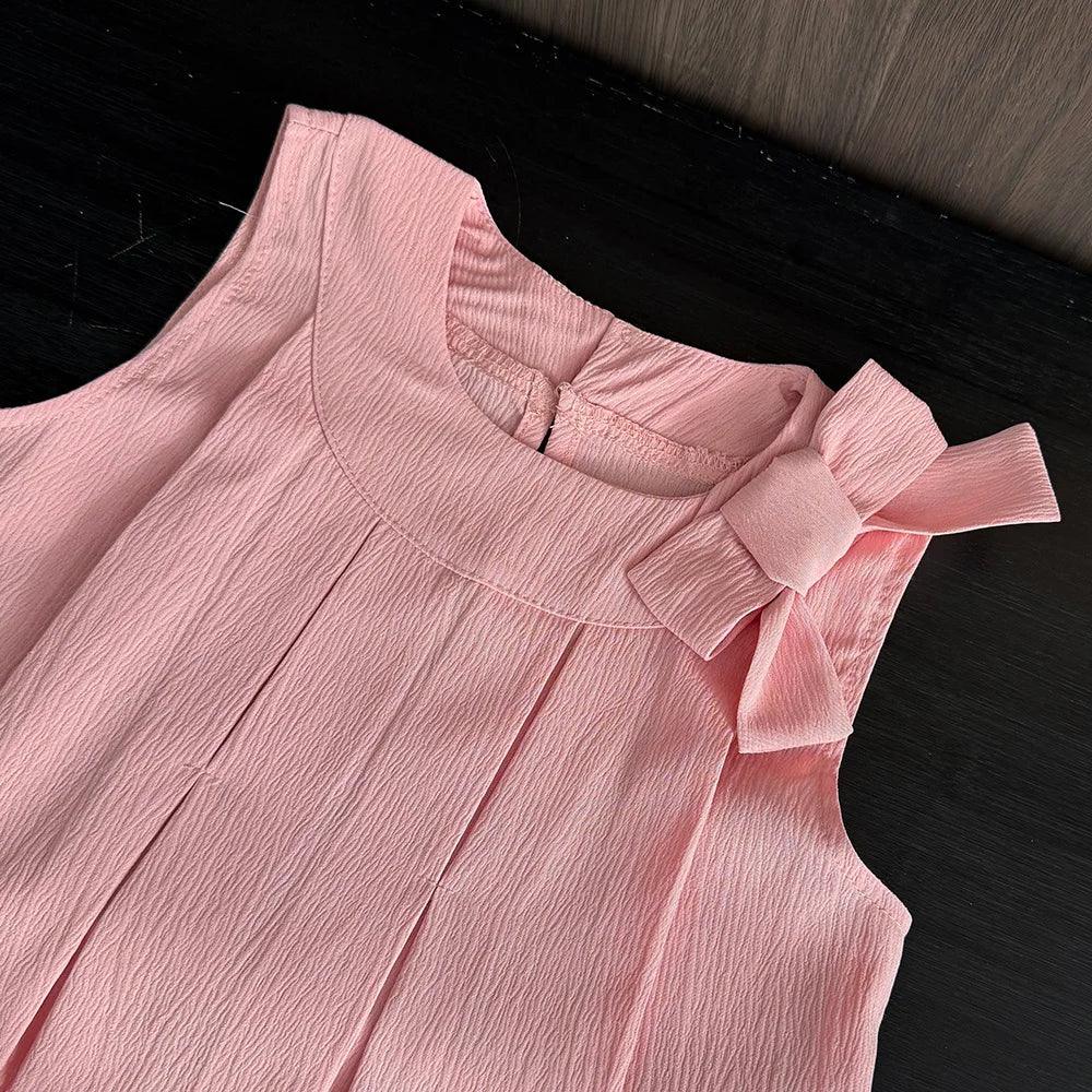 toddler pink shorts set sleeveless top with bow detail for girls