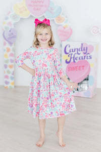 Mila & Rose Pink Watercolor Heart Dress for Girls - The Palm Beach Baby