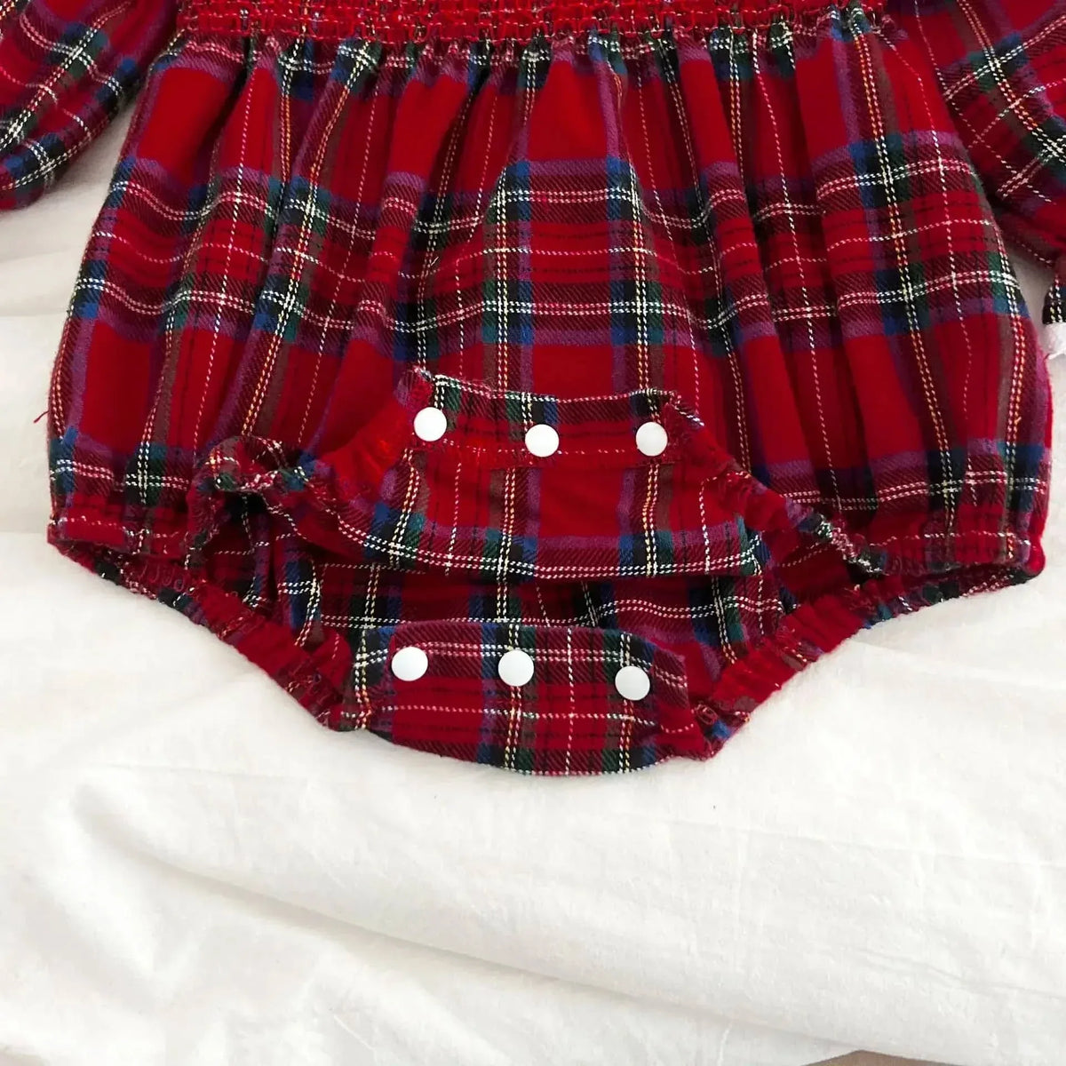 Plaid Baby Bubble Romper Red Cotton Long Sleeve - The Palm Beach Baby