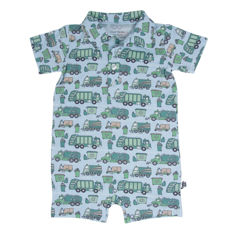 Garbage Trucks Recycle Polo Romper - The Palm Beach Baby