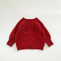 Popcorn Knit Toddler Sweater Set in Red - Cozy & Cute - The Palm Beach Baby