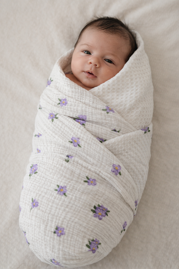 Purple Parade Muslin/Waffle Blanket - The Palm Beach Baby Growing Sprouts