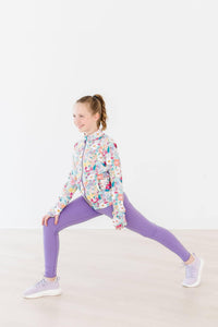 Girls purple leggings activewear by Mila & Rose with a comfortable fit for kids