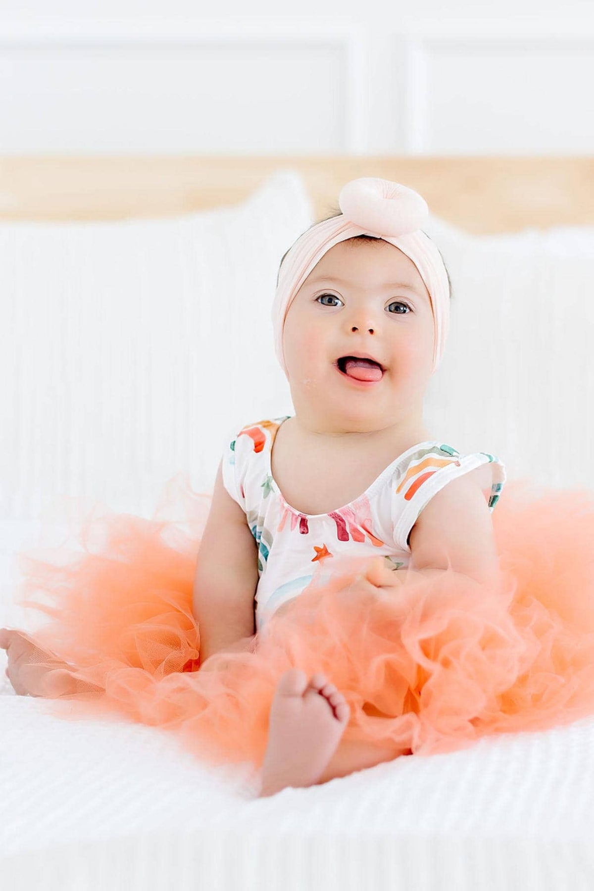 Mila & Rose rainbow tutu leotard for girls size infant with orange tutu and floral tank top