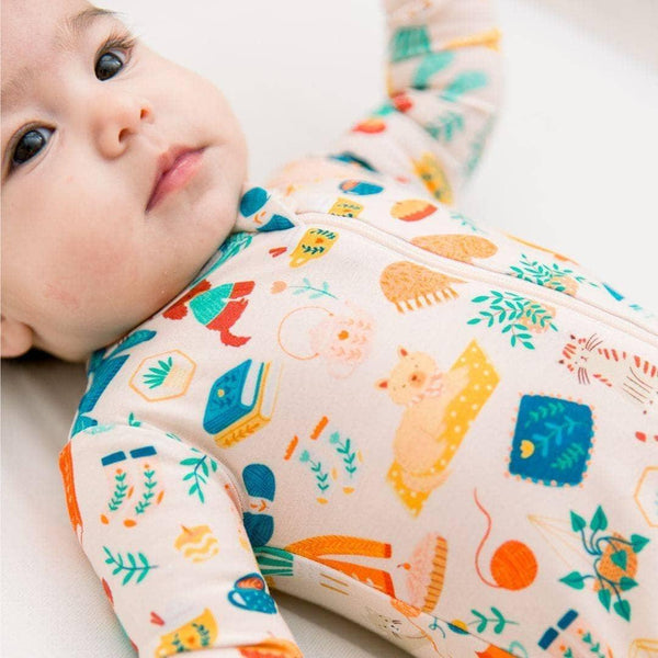 Raising Mama Cat and Dog Baby Footie Pajamas Soft Cotton - The Palm Beach Baby
