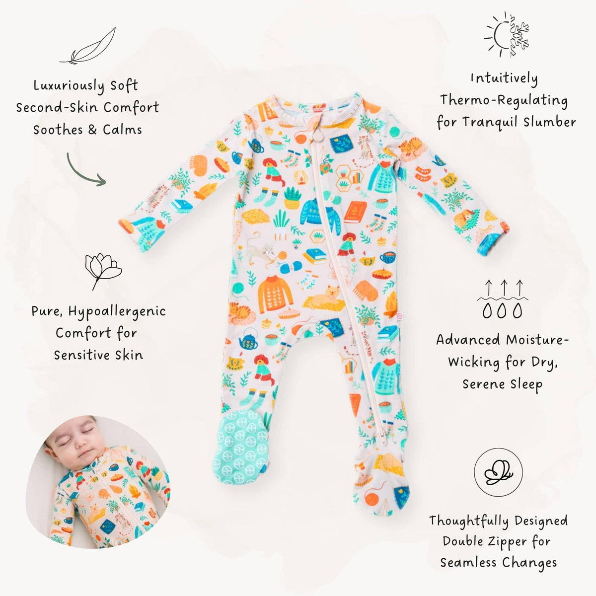 Raising Mama Cat and Dog Baby Footie Pajamas Soft Cotton - The Palm Beach Baby