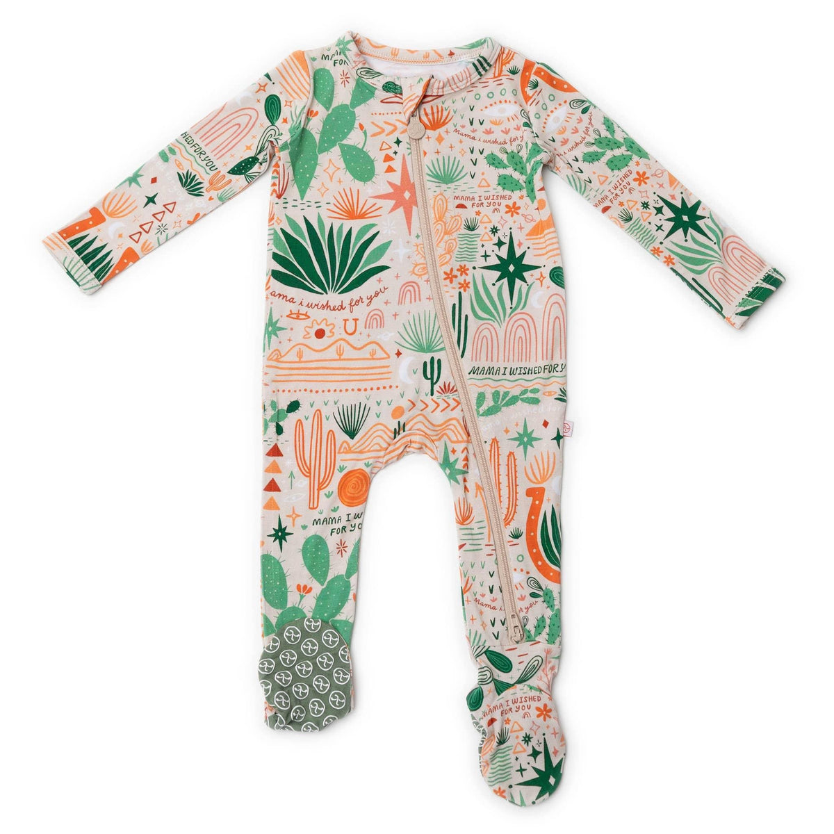 Raising Mama Desert Cactus Baby Footie with Zipper - The Palm Beach Baby