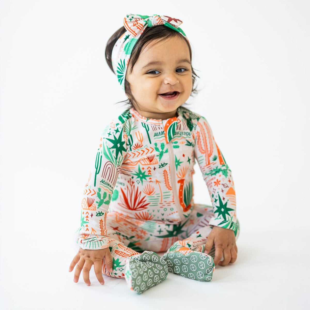 Raising Mama Desert Cactus Baby Footie with Zipper - The Palm Beach Baby