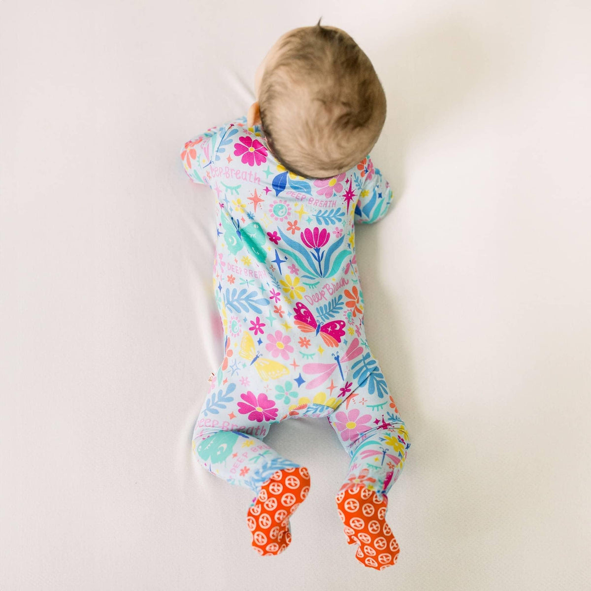 Raising Mama Light Blue Baby Footie Pajamas with Floral Print - The Palm Beach Baby