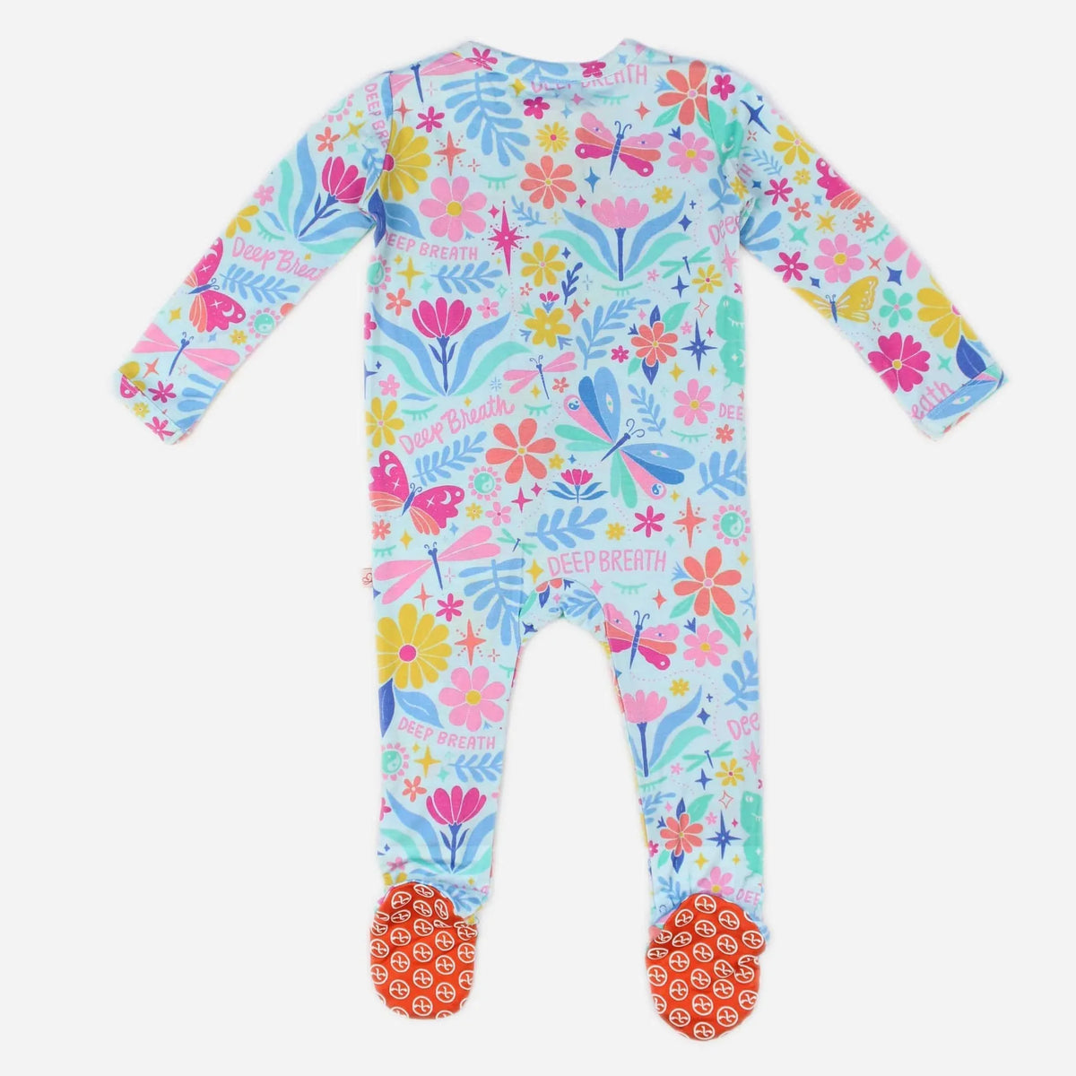 Raising Mama Light Blue Baby Footie Pajamas with Floral Print - The Palm Beach Baby