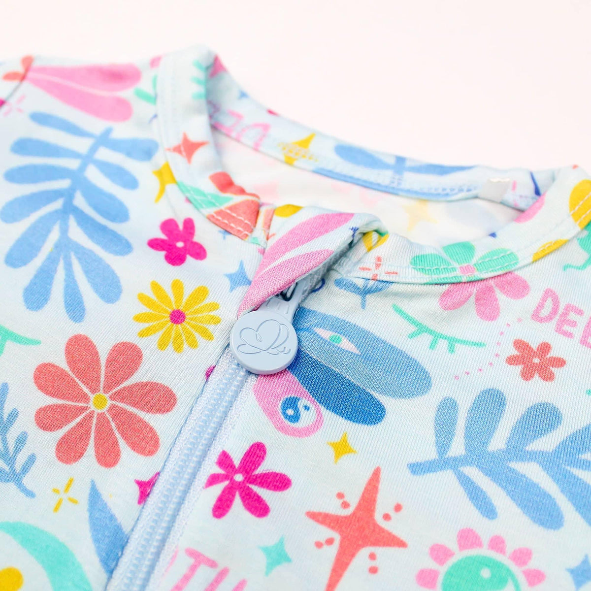 Raising Mama Light Blue Baby Footie Pajamas with Floral Print - The Palm Beach Baby