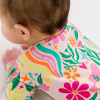 Raising Mama Rainbow Daisy Baby Footie - Colorful Floral Baby Romper - The Palm Beach Baby