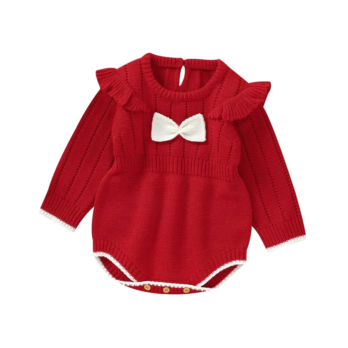 Red Baby Bubble Romper with White Bow - The Palm Beach Baby