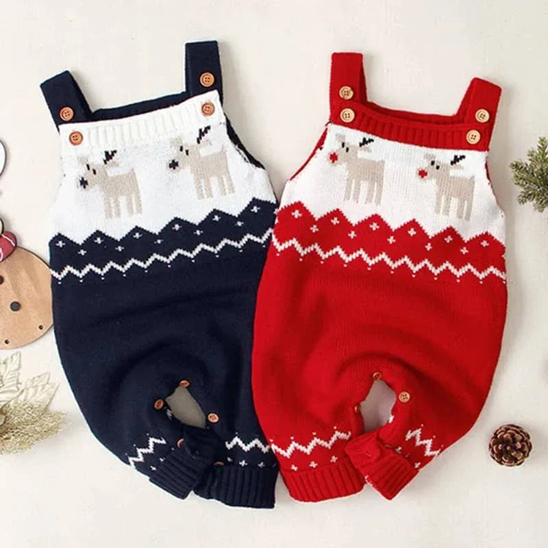 Reindeer Baby Knit Romper Cozy Winter Outfit - The Palm Beach Baby