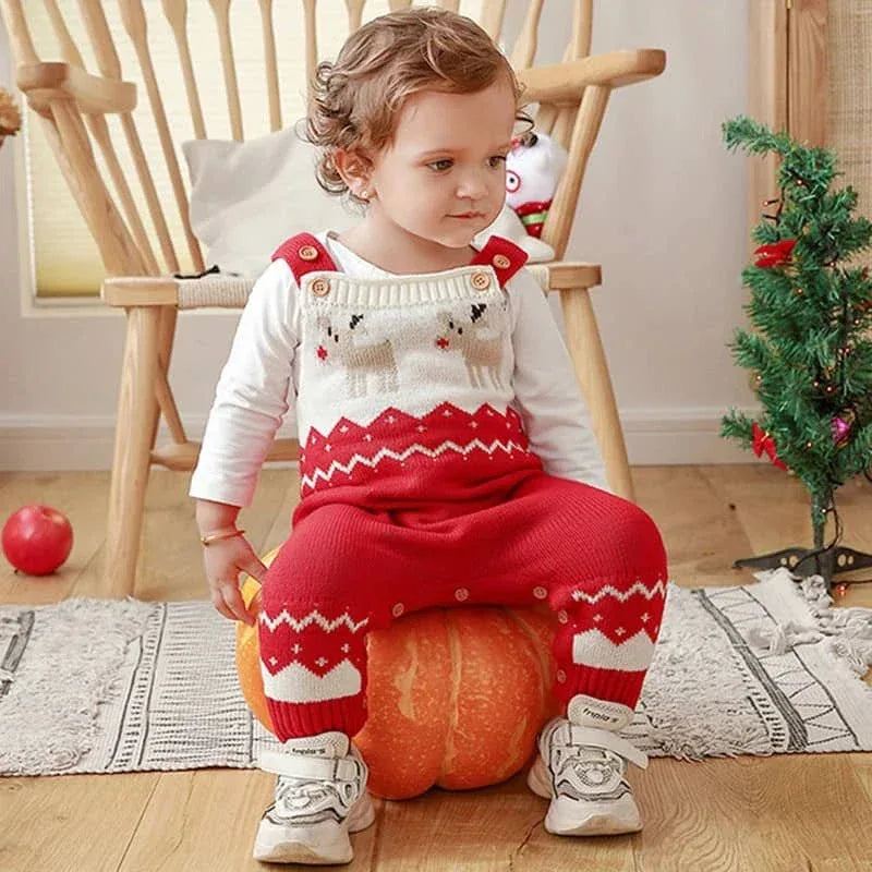 Reindeer Baby Knit Romper Cozy Winter Outfit - The Palm Beach Baby