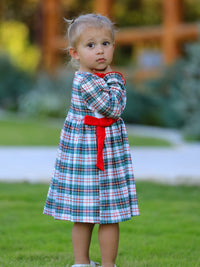 Christmas Embroidered Smocking Bow Plaid Girls Dress - The Palm Beach Baby