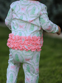 Christmas Tree Wreath Print Long Sleeve Zip Baby Girls Romper - The Palm Beach Baby