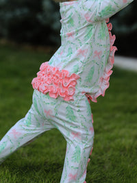 Christmas Tree Wreath Print Long Sleeve Zip Baby Girls Romper - The Palm Beach Baby