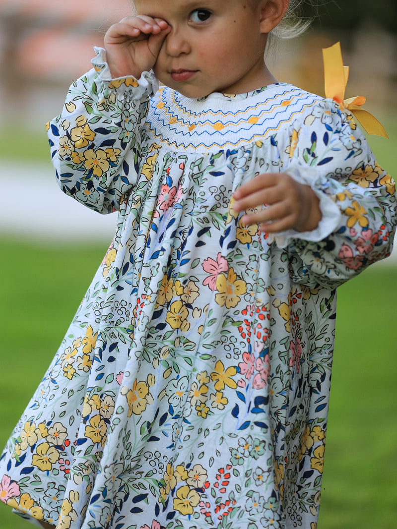 Embroidered Smocked Dress for Little Girls