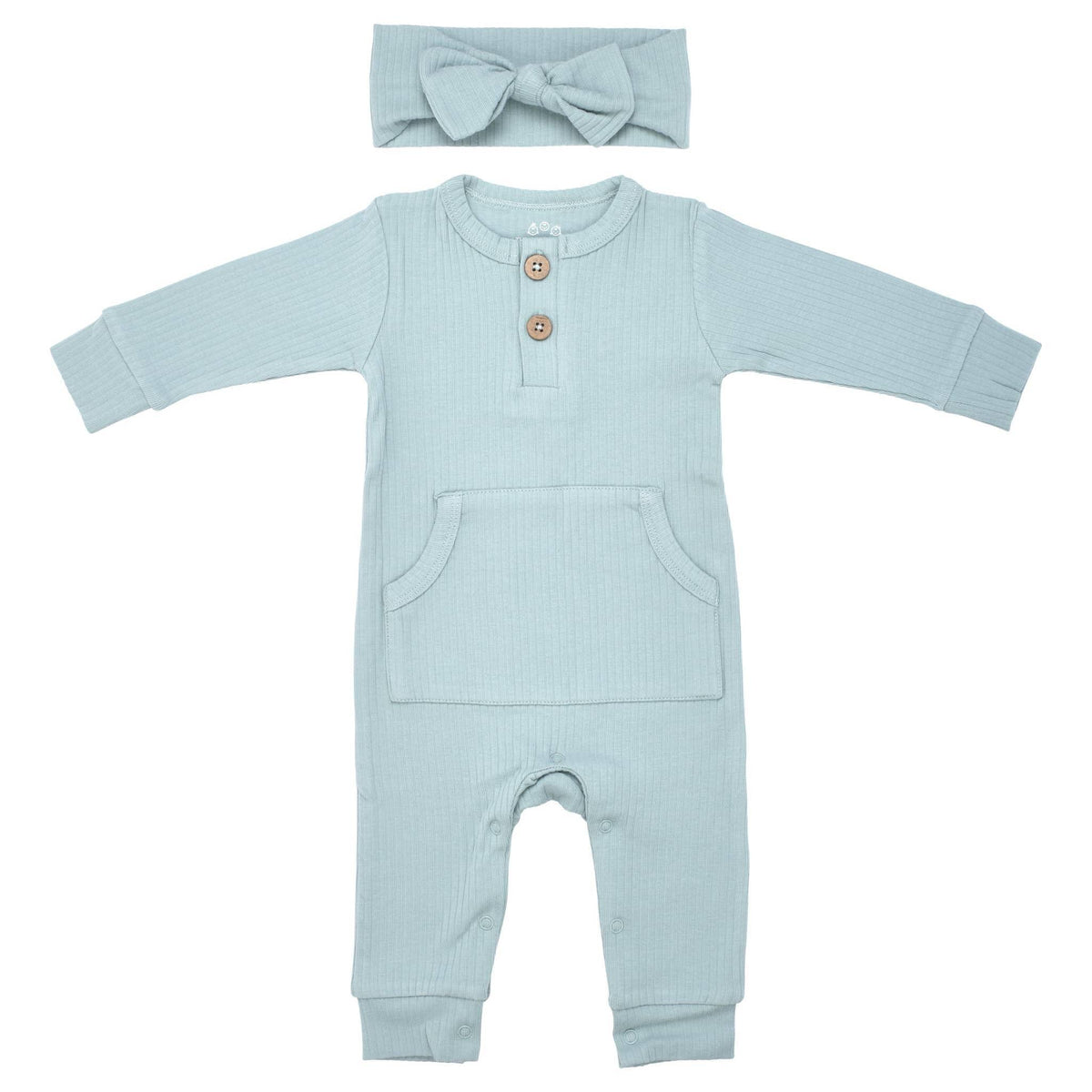 Three Little Tots Ribbed Baby Playsuit with Pockets - The Palm Beach Baby