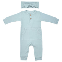 Three Little Tots Ribbed Baby Playsuit with Pockets - The Palm Beach Baby