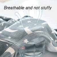 gray romper for babies with moon and star pattern breathable fabric close-up