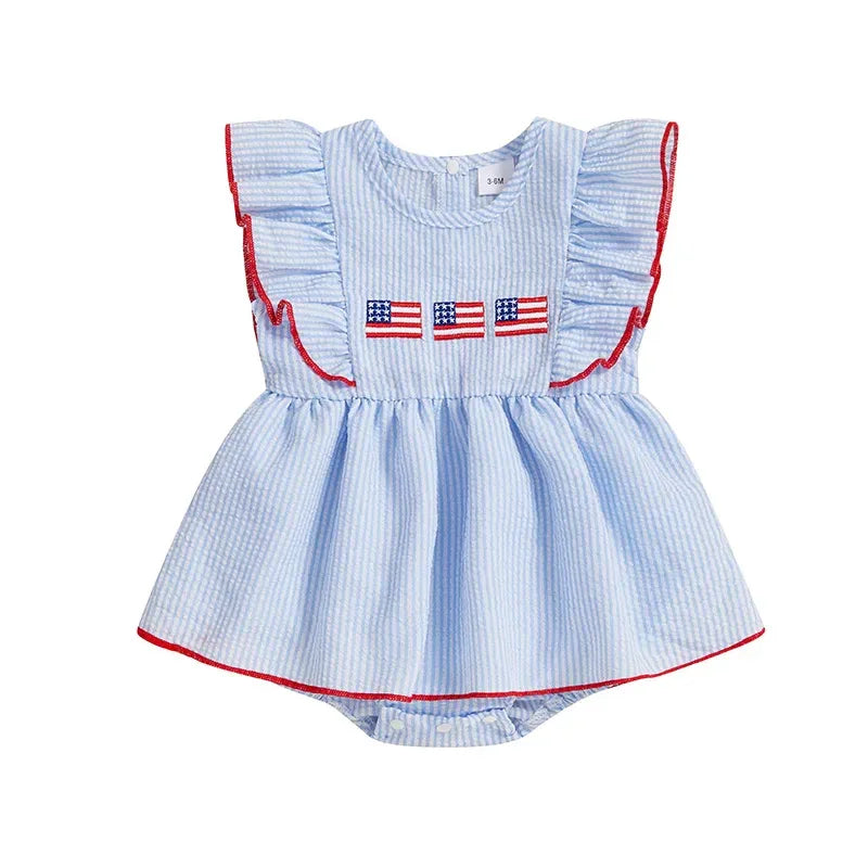 Adorable Patriotic Girls Seersucker Romper Dress - The Palm Beach Baby Adorable Patriotic Girls Seersucker Romper Dress - The Palm Beach Baby
