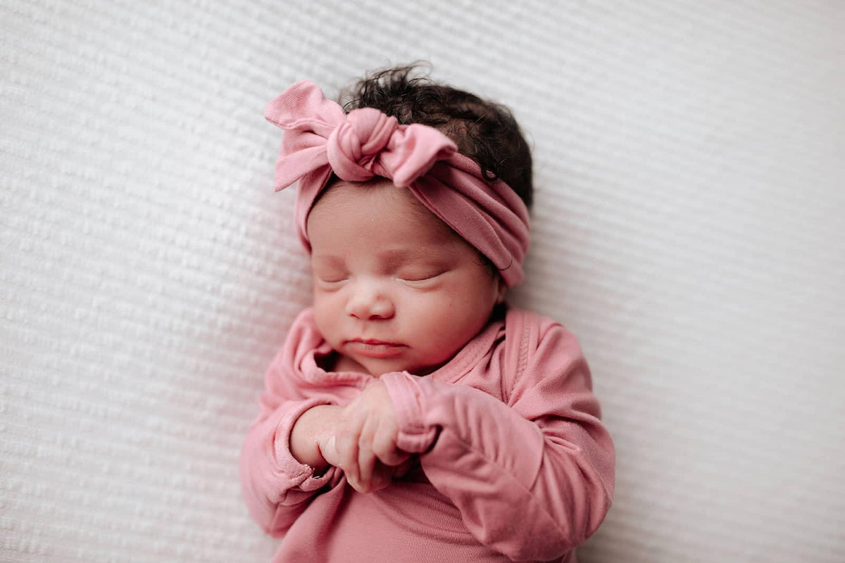Three Little Tots Rose Knotted Newborn Gown - Soft Pink - The Palm Beach Baby