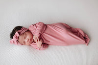Three Little Tots Rose Knotted Newborn Gown - Soft Pink - The Palm Beach Baby