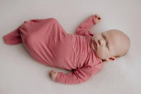 Three Little Tots Rose Knotted Newborn Gown - Soft Pink - The Palm Beach Baby