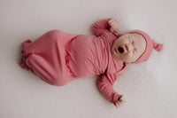 Three Little Tots Rose Knotted Newborn Gown - Soft Pink - The Palm Beach Baby