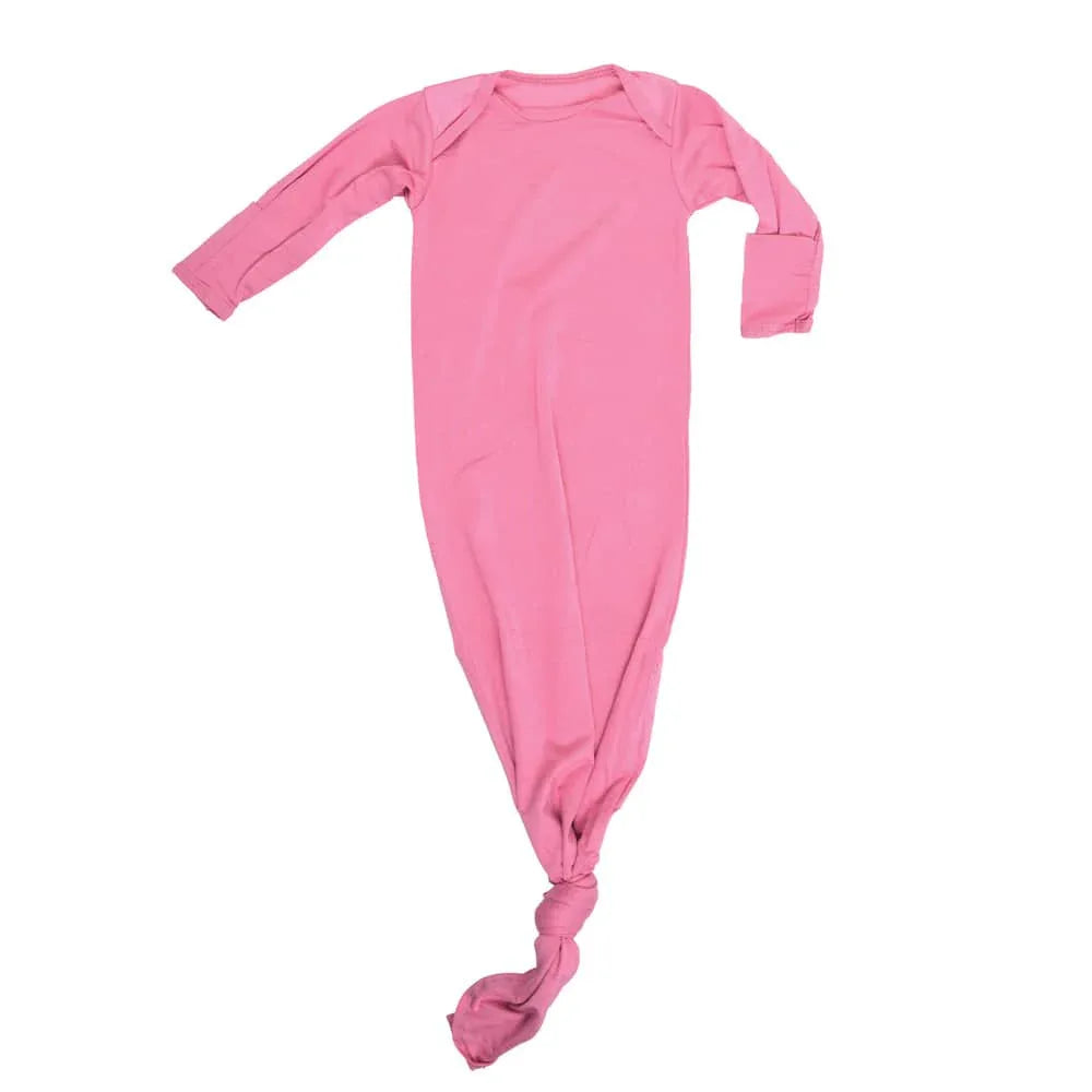 Three Little Tots Rose Knotted Newborn Gown - Soft Pink - The Palm Beach Baby