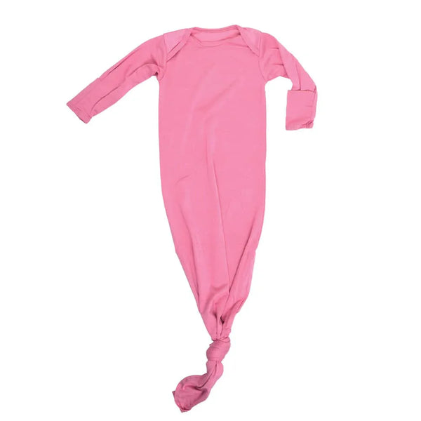 Three Little Tots Rose Knotted Newborn Gown - Soft Pink - The Palm Beach Baby