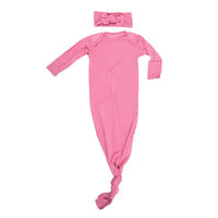 Three Little Tots Rose Knotted Newborn Gown - Soft Pink - The Palm Beach Baby