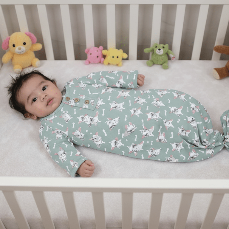 Ruff and Stuff Knotted Gown - The Palm Beach Baby Sweet Bamboo