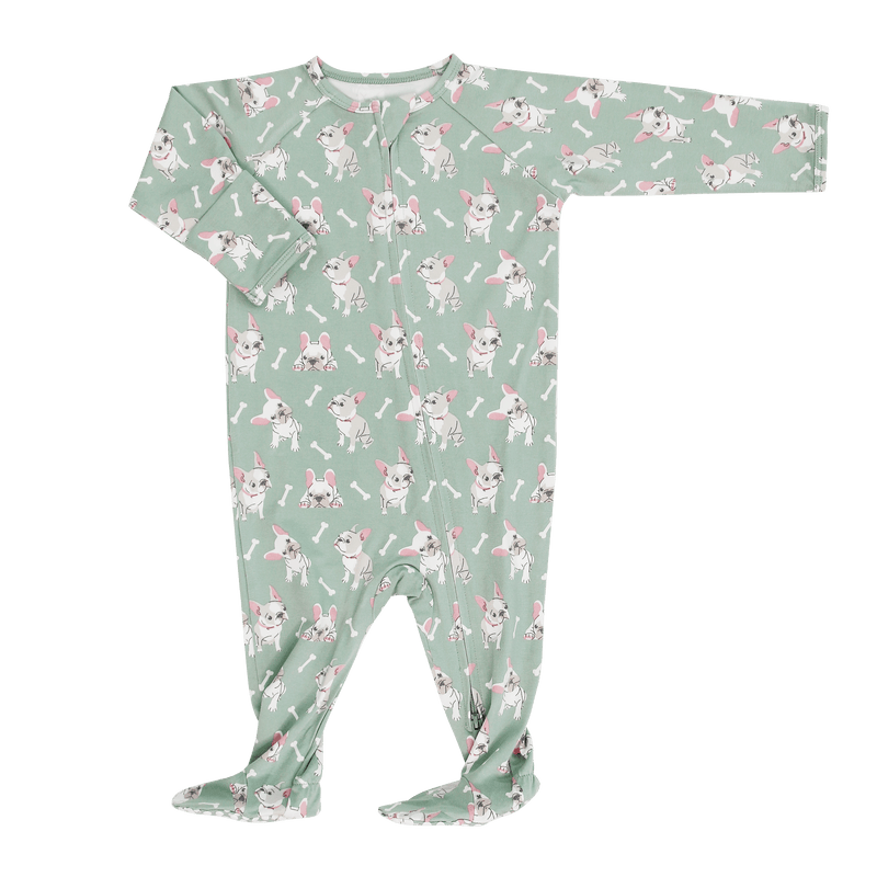 Ruff and Stuff Zipper Footie - The Palm Beach Baby Sweet Bamboo