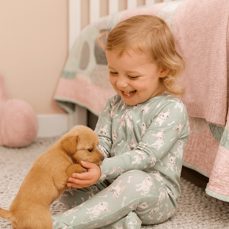 Ruff and Stuff Zipper Footie - The Palm Beach Baby Sweet Bamboo