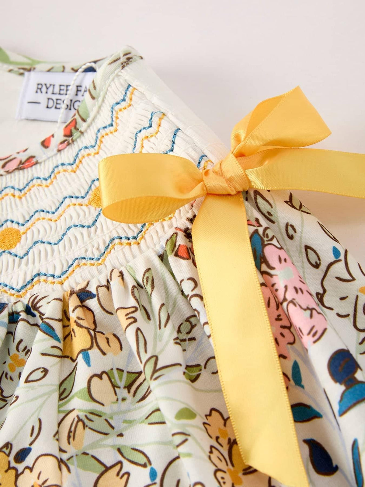 Rylee Faith Designs Embroidered Smocked Dress for Little Girls - The Palm Beach Baby