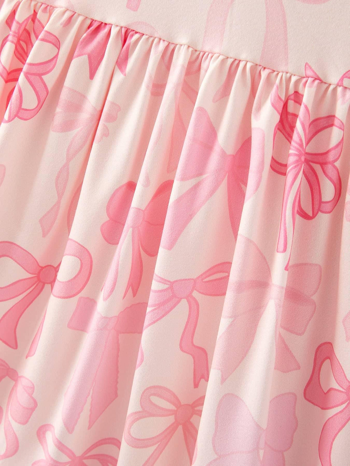 Rylee Faith Designs Bow Print Girls Dress - Pink Ruffle Sleeve - The Palm Beach Baby
