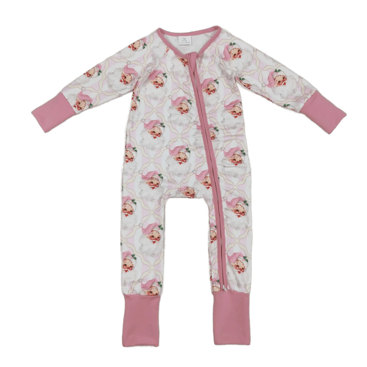 Santa Baby Romper Soft Pink Christmas Baby Outfit - The Palm Beach Baby