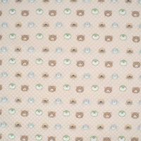 Beige newborn baby Sealy baby knit blanket with quilted texture and cute bear and animal face pattern