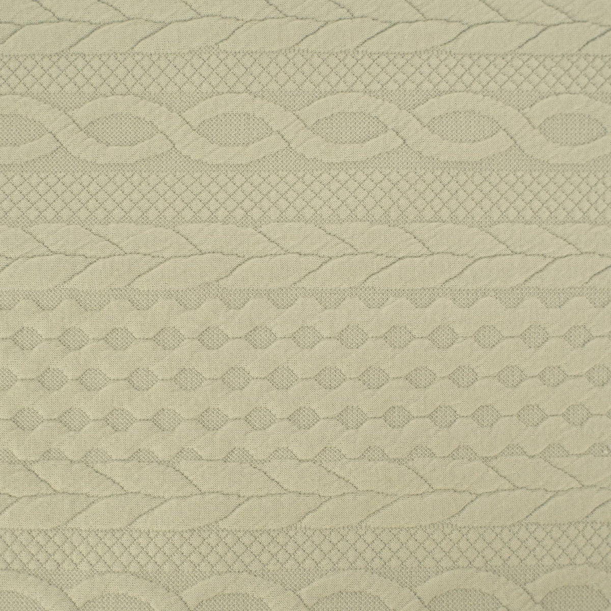 Goosewaddle Sealy baby knit blanket in beige with textured cable and diamond knit patterns for newborns