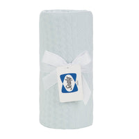 Sealy baby knit blanket eucalyptus color soft cotton knit children's blanket rolled with white ribbon