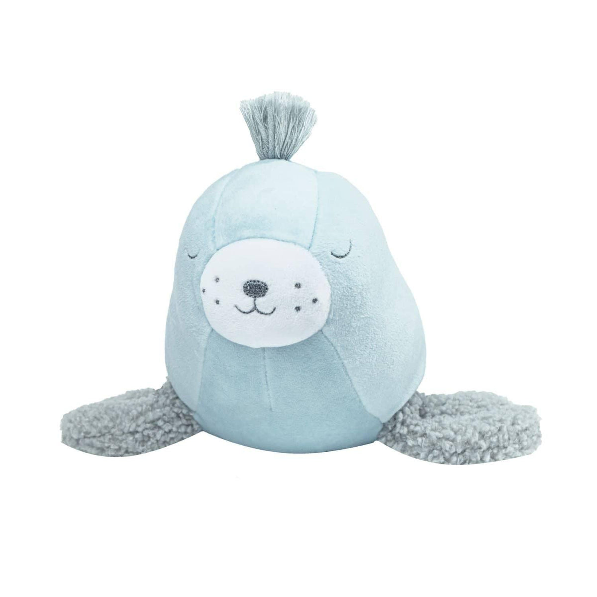 Goosewaddle Sealy the Seal plush baby toy soft blue and gray with textured flippers for newborns