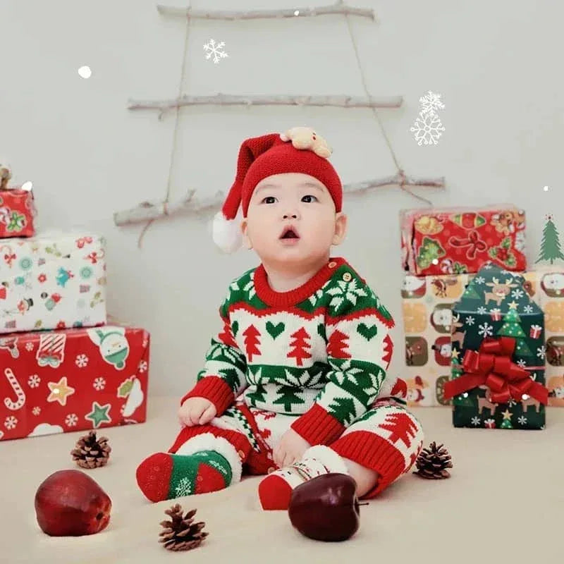 Knitted Christmas Baby Romper Festive Holiday Outfit - The Palm Beach Baby