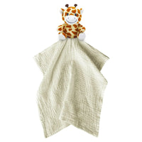 Beige cotton security blanket with soft plush giraffe attached by Me Lovey