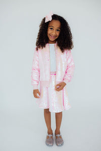 girls pink sequin jacket with long sleeve from Mila & Rose