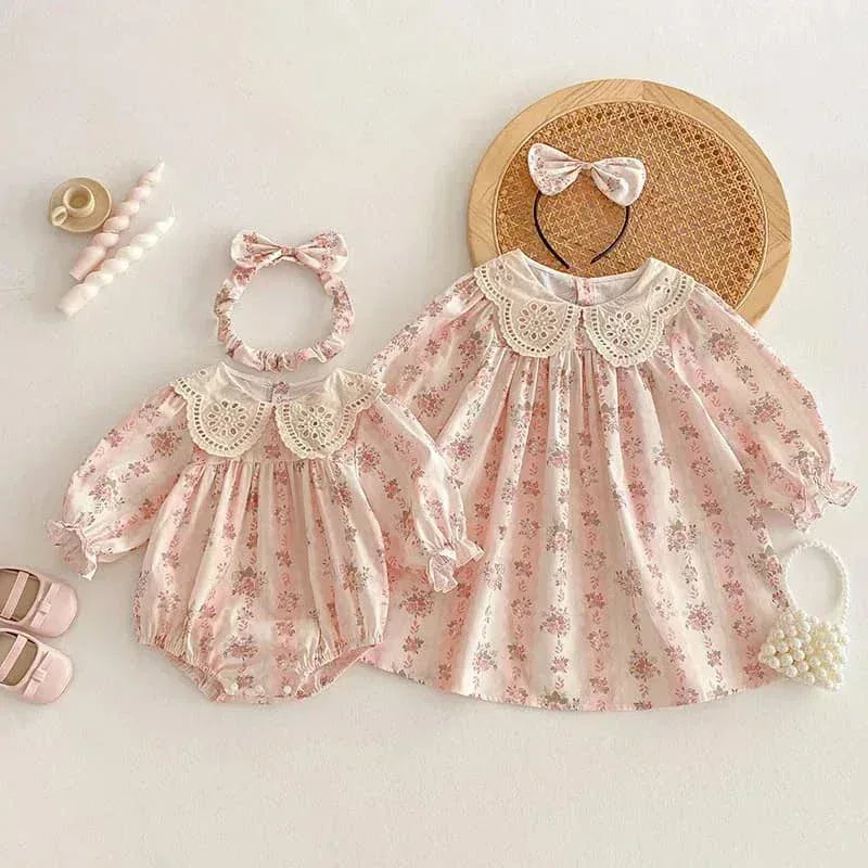 Sibling Matching Outfits Baby and Toddler Floral Romper Set - The Palm Beach Baby