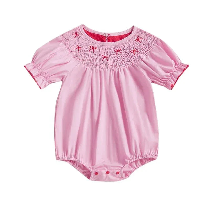 Smocked Baby Bubble Romper in Pink for Girls - The Palm Beach Baby