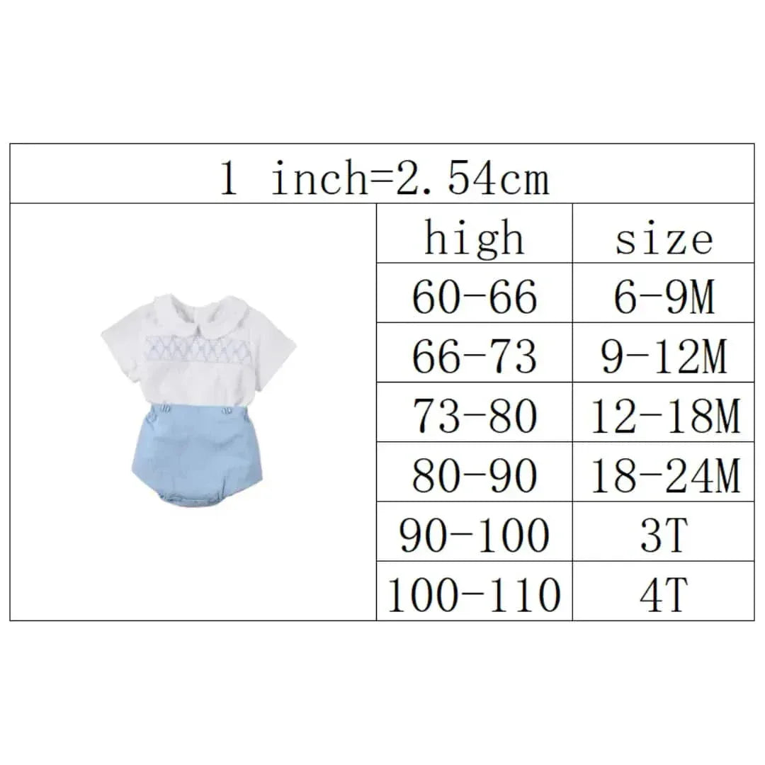 Smocked Boys Shorts Set - Classic Blue & White Outfit - The Palm Beach Baby